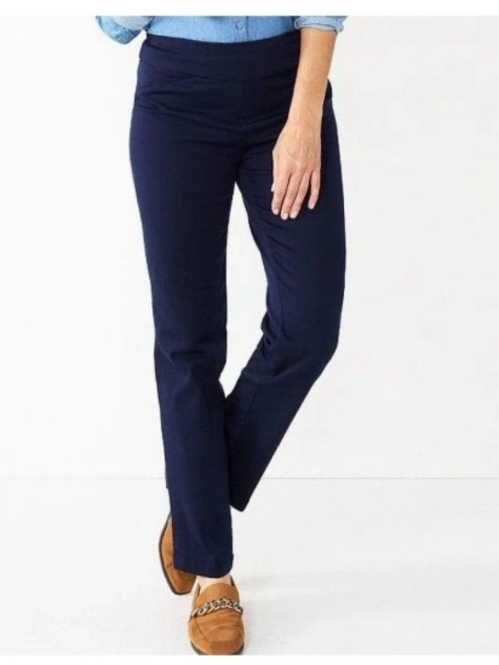 NWOT Croft & Barrow Effortless Stretch Pull-on Straight-Leg Navy Pants
